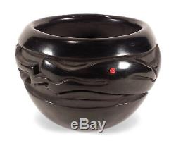 Santa Clara Pueblo Native American Blackware Pottery Vase Marlin Hemlock Tafoya