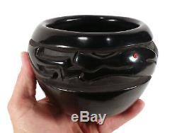 Santa Clara Pueblo Native American Blackware Pottery Vase Marlin Hemlock Tafoya
