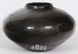 Santa Clara San Ildefonso Pueblo Large Black Jar Native American Indian pottery
