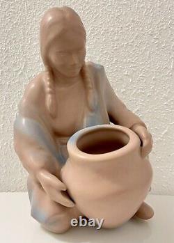 Scarce Van Briggle Native American Indian Hopi Tribe Maiden with Pot in Pink Blue