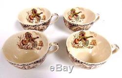 Set of 4 Johnson Brothers Wild Turkeys Native American Windsor Ware Cup & Saucer