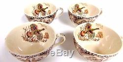 Set of 4 Johnson Brothers Wild Turkeys Native American Windsor Ware Cup & Saucer