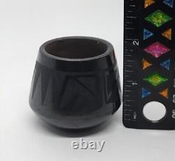 Signd San Ildefonso Miniature Black Pot Native American Florence Naranjo Pottery
