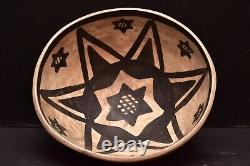 Signed ANASAZI Pottery BOWL Silent Sands W star motif 6.5 Native American
