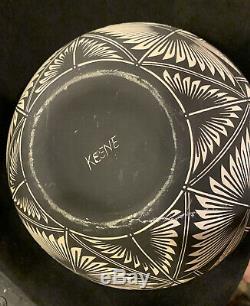 Signed-KEENE-Acoma Pueblo Pottery Native American Indian Pot Bowl Vase Preowned