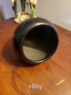 Signed Santa Clara Pottery Black on Black Pot Native American, Frances Velarde