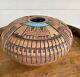 Signed Thomas Polacca Native American Hopi Polychrome Pottery with Turquoise Inlay
