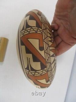 Signed Verla Dewakuku Tewa Village Native American Hopi Polychrome Seed Pot Jar