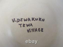 Signed Verla Dewakuku Tewa Village Native American Hopi Polychrome Seed Pot Jar