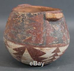 Small Antique American Indian Handmade Painted Redware Pottery Bowl, NR