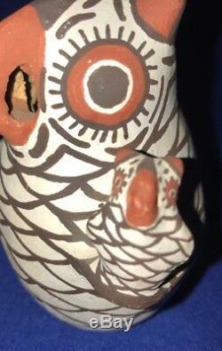 Small Vintage Nellie Bica Zuni Native American Owl Storyteller Figure Signed