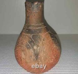 Solid Belcher Engraved Bottle Ancient Native American Caddo Indian Pottery withCOA