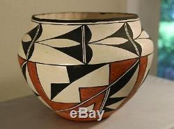 Southwest Native American Acoma Pueblo Hand Coiled And Painted Jar Circa 1970s