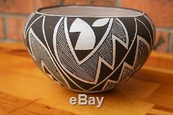 Southwest Native American Acoma Pueblo Pottery Hand Coiled And Painted Signed