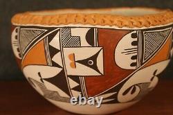 Southwest Native American Acoma Pueblo Pottery Signed Bowl by M. S. Juanico