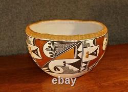 Southwest Native American Acoma Pueblo Pottery Signed Bowl by M. S. Juanico
