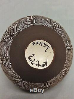 Southwest Native American Acoma Pueblo Pottery Signed Fine Line Miniature Olla
