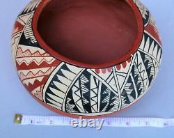 Southwest Native American Jemez Pueblo Pottery Polychrome Red Clay Bowl