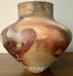 Spiritual Pit Fired Pottery Thrown Raku Urn Vase Burial Native American Western