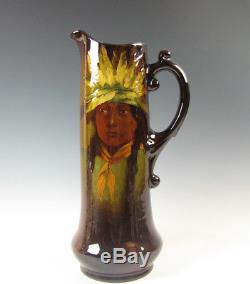 Standard Glaze Roseville Rozane Art Pottery Portrait Native American Indian