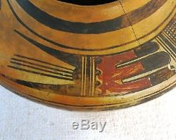 Stunning Antique Hopi Native American Hand Painted Polychrome Vase Signed