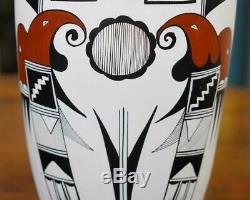 Stunning Native American Acoma Pueblo Pottery Polychrome Vase Signed F. Garcia R
