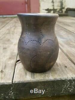 TOONI GWY NC Cherokee Indian Pottery Vase Incised Decorated Pot North Carolina
