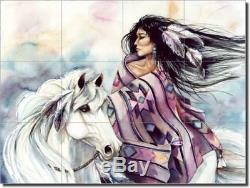 Taylor Native American Horse Art Ceramic Tile Mural