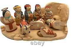 Teissedre Nativity Scene Set 1986 Vintage Native American Pottery Southwest EUC