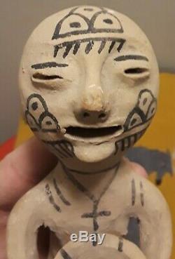 Tesuque New Mexico Pueblo Native American Indian Rain God Pottery Effigy 6 1/4