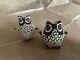 Two Acoma Pueblo Joyce Leno Hand-Coiled Pottery Owl Figurines Native American