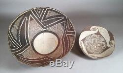 Two Native American Mimbres Black-on-White Geometric Pottery Bowls Sotheby's