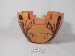 Unique Hopi Indian Pottery Cornmeal Bowl By Award Winning Stetson Setalla