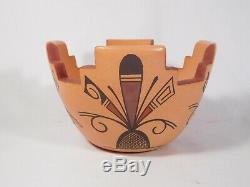 Unique Hopi Indian Pottery Cornmeal Bowl By Award Winning Stetson Setalla