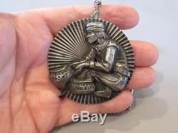 Unusual Old Pawn Sterling Silver Native American Pendant Indian With Pottery