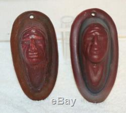 VAN BRIGGLE Early 1930's Pottery Mulberry Native American Indian Faces Pair