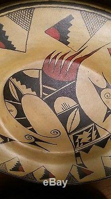 Vintage Hopi Tewa Large Sikatki Design Plate. Not Navajo