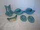 VTG 6 Van Briggle Pottery Native American Plaque Vase Shells Turquoise Planter