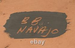 VTG Navajo Native American 10-1/2 Art Pottery Vase Red Clay Signed BB Navajo