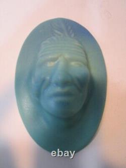 Van Briggle Aqua Blue Big Buffalo Native American Indian Figural Wall Plaque HVM