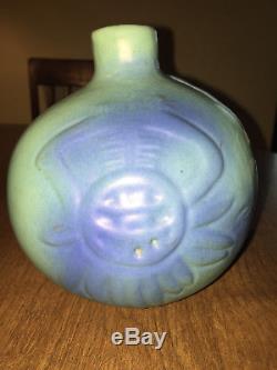 Van Briggle Art Pottery Vase Blue Spider Bird Turtle Native American Symbols