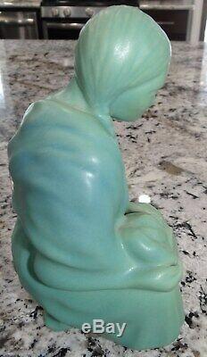 Van Briggle Native American Indian Maiden w Baby Turquoise Blue Green Pottery