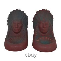 Van Briggle Pottery 1930s Mulberry Native American Indian Chief Tray Bookends