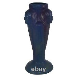 Van Briggle Pottery 1990s Lilac Blue Three Native American Faces Vase (Dobbs)