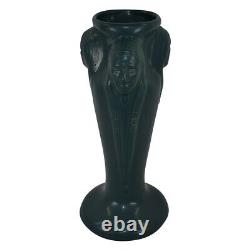Van Briggle Pottery 2000 Dark Green Three Native American Indian Vase (Trujillo)