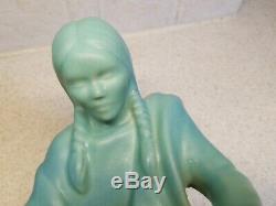 Van Briggle Vintage American Art Pottery Native American Maiden With Pot 7 5/8
