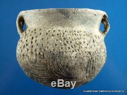 Very Fine TN Engraved Strap Handel Pottery Jar wt OS COA Arrowheads Artifacts