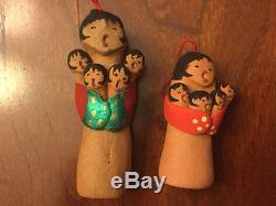 Vintage 16 Piece Christmas Ornament Set Native Jil Gurule Pottery Storyteller