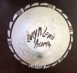 Vintage ACOMA PUEBLO Bowl Pottery Signed by LUCY M. LEWIS