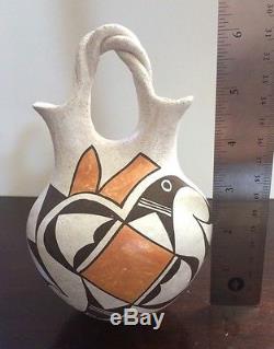 Vintage ACOMA PUEBLO Wedding Vase Pottery Signed by LUCY M. LEWIS